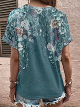Load image into Gallery viewer, Full Size Printed Notched Short Sleeve Blouse