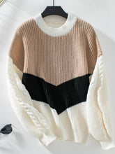 Load image into Gallery viewer, Contrast Round Neck Long Sleeve Sweater
