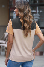 Load image into Gallery viewer, Color Block Round Neck Short Sleeve T-Shirt