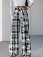 Load image into Gallery viewer, Perfee Drawstring Plaid Wide Leg Pants