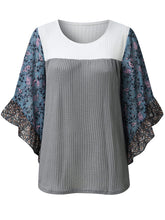 Load image into Gallery viewer, Full Size Printed Round Neck Three-Quarter Sleeve Blouse