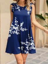 Load image into Gallery viewer, Ruffled Printed Cap Sleeve Mini Dress