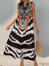 Load image into Gallery viewer, Perfee Printed Notched Sleeveless Dress
