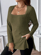 Load image into Gallery viewer, Plus Size Square Neck Long Sleeve Top