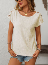 Load image into Gallery viewer, Mandy Eyelet Round Neck Short Sleeve Top