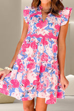 Load image into Gallery viewer, Ruffled Printed Cap Sleeve Mini Dress