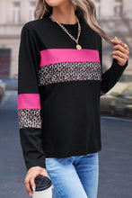 Load image into Gallery viewer, Leopard Round Neck Long Sleeve Blouse