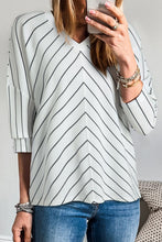 Load image into Gallery viewer, Striped V-Neck Long Sleeve Blouse