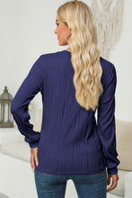 Load image into Gallery viewer, Textured Round Neck Long Sleeve Blouse