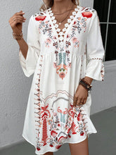 Load image into Gallery viewer, Lace Detail Printed Three-Quarter Sleeve Dress
