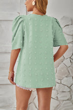 Load image into Gallery viewer, Swiss Dot Round Neck Short Sleeve Blouse