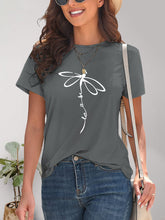Load image into Gallery viewer, Dragonfly Graphic Round Neck Short Sleeve T-Shirt