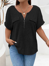 Load image into Gallery viewer, Plus Size Half Zip Short Sleeve T-Shirt