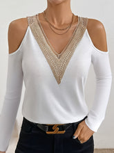 Load image into Gallery viewer, V-Neck Cold Shoulder Long Sleeve T-Shirt