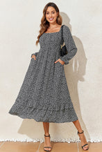Load image into Gallery viewer, Printed Square Neck Long Sleeve Midi Dress