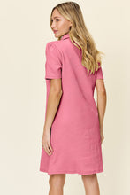 Load image into Gallery viewer, Double Take Full Size Texture Collared Neck Short Sleeve Dress
