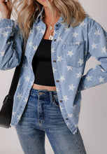 Load image into Gallery viewer, Raw Hem Star Collared Neck Denim Top