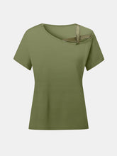 Load image into Gallery viewer, Asymmetrical Neck Short Sleeve T-Shirt