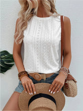 Load image into Gallery viewer, Eyelet Round Neck Tank