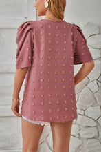 Load image into Gallery viewer, Swiss Dot Round Neck Short Sleeve Blouse