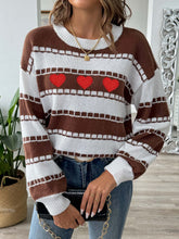 Load image into Gallery viewer, Heart Round Neck Long Sleeve Sweater