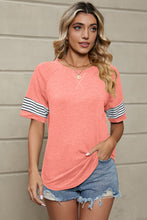 Load image into Gallery viewer, Striped Round Neck Short Sleeve T-Shirt