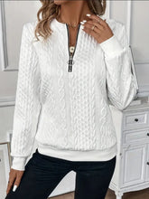 Load image into Gallery viewer, Texture Half Zip Long Sleeve Sweatshirt