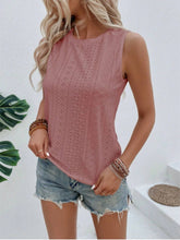 Load image into Gallery viewer, Eyelet Round Neck Tank
