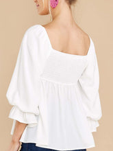 Load image into Gallery viewer, Smocked Square Neck Flounce Sleeve Blouse