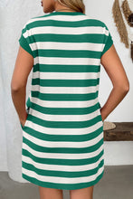 Load image into Gallery viewer, Contrast Striped Round Neck Short Sleeve Mini Dress