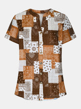 Load image into Gallery viewer, Printed Notched Short Sleeve Blouse