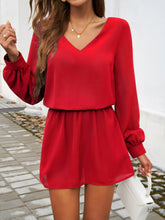 Load image into Gallery viewer, Cutout V-Neck Long Sleeve Mini Dress