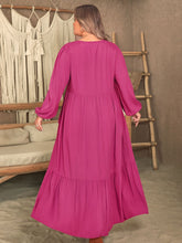 Load image into Gallery viewer, Plus Size Ruffled V-Neck Long Sleeve Dress