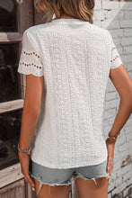 Load image into Gallery viewer, Eyelet Round Neck Short Sleeve Top