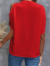 Load image into Gallery viewer, Notched Cold Shoulder Half Sleeve Blouse