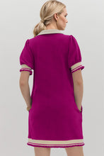 Load image into Gallery viewer, Oh Frill Contrast Trim Johnny Collar Short Sleeve Mini Dress