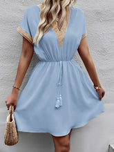 Load image into Gallery viewer, Devine Contrast Trim V-Neck Short Sleeve Mini Dress