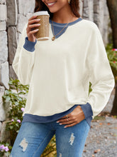 Load image into Gallery viewer, Contrast Round Neck Long Sleeve Sweatshirt