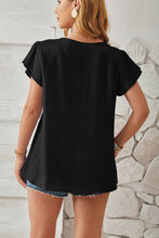 Load image into Gallery viewer, Ruched V-Neck Flounce Sleeve Blouse