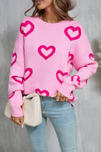 Load image into Gallery viewer, Angel Wings Heart Round Neck Dropped Shoulder Long Sleeve Sweater