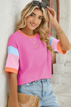 Load image into Gallery viewer, Lovelet Color Block Round Neck Half Sleeve T-Shirt