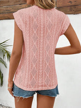 Load image into Gallery viewer, Eyelet Round Neck Cap Sleeve Top