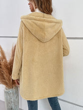 Load image into Gallery viewer, Fuzzy Button Up Hooded Jacket