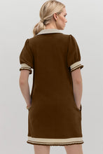 Load image into Gallery viewer, Oh Frill Contrast Trim Johnny Collar Short Sleeve Mini Dress