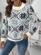 Load image into Gallery viewer, Perfee Graphic Round Neck Long Sleeve Sweater