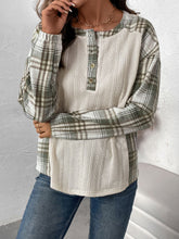 Load image into Gallery viewer, Perfee Plaid Half Button Long Sleeve T-Shirt