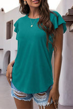 Load image into Gallery viewer, Ruffled Round Neck Cap Sleeve Blouse