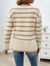 Load image into Gallery viewer, Striped V-Neck Long Sleeve Knit Top