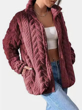 Load image into Gallery viewer, Fuzzy Zip Up Long Sleeve Jacket