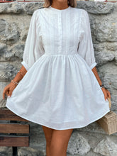 Load image into Gallery viewer, Lace Detail Half Button Three-Quarter Sleeve Dress